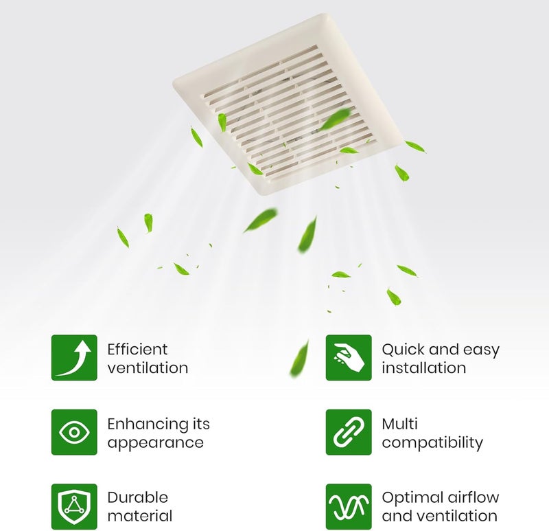 Calvana (2-Pack) C350GN Bathroom Fan Cover with Springs, 8-3/4" x 9-1/8" Exhaust Fan Replacement Grille, Compatible with Broan-NuTone, Fits Models 690 693 VC305C3N VC307C2N, 695 and 696N, White - Image 3